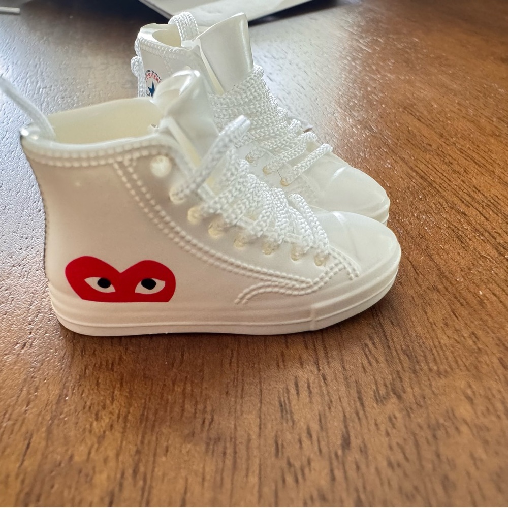 White High-Top  labubu shoes with Red Heart Design